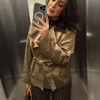 Mary Contrast Collar Belted Trench Coat