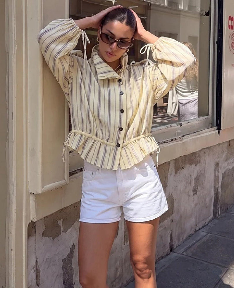 ZEYA - Melanie Striped Stand Collar Jacket
