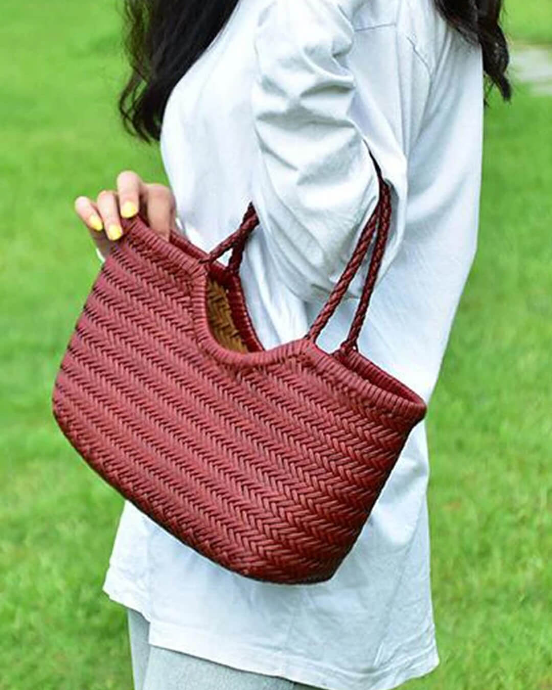 ZEYA - Melisande Woven Leather Tote Bag