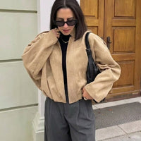 Mia Suede Veste Zippée Oversize