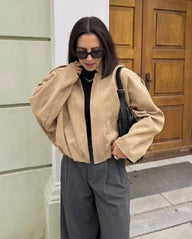 Mia semišová oversize bunda na zip