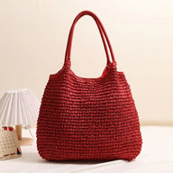 Mila Pletená slaměná beach tote taška