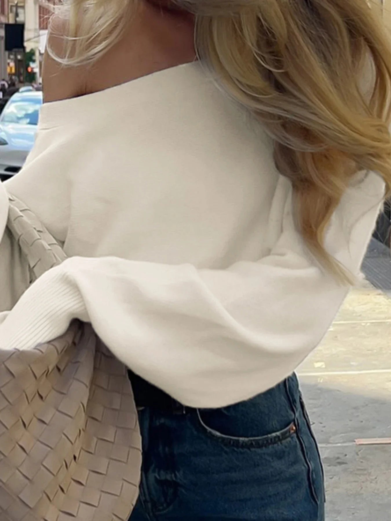 ZEYA - Miley Waisted Off - Shoulder Knit Sweater