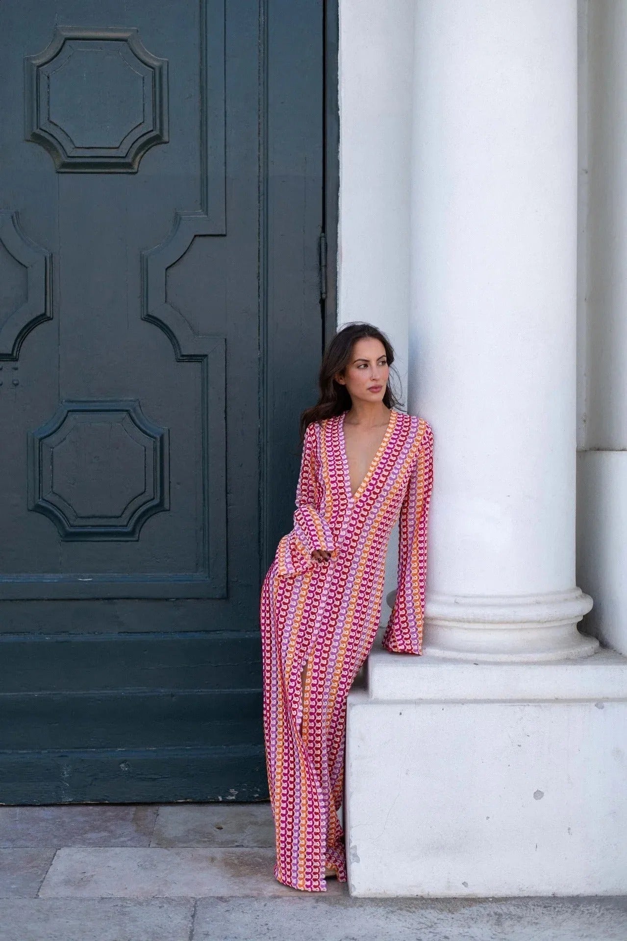 ZEYA - Miriam Crochet Stripe Maxi Dress