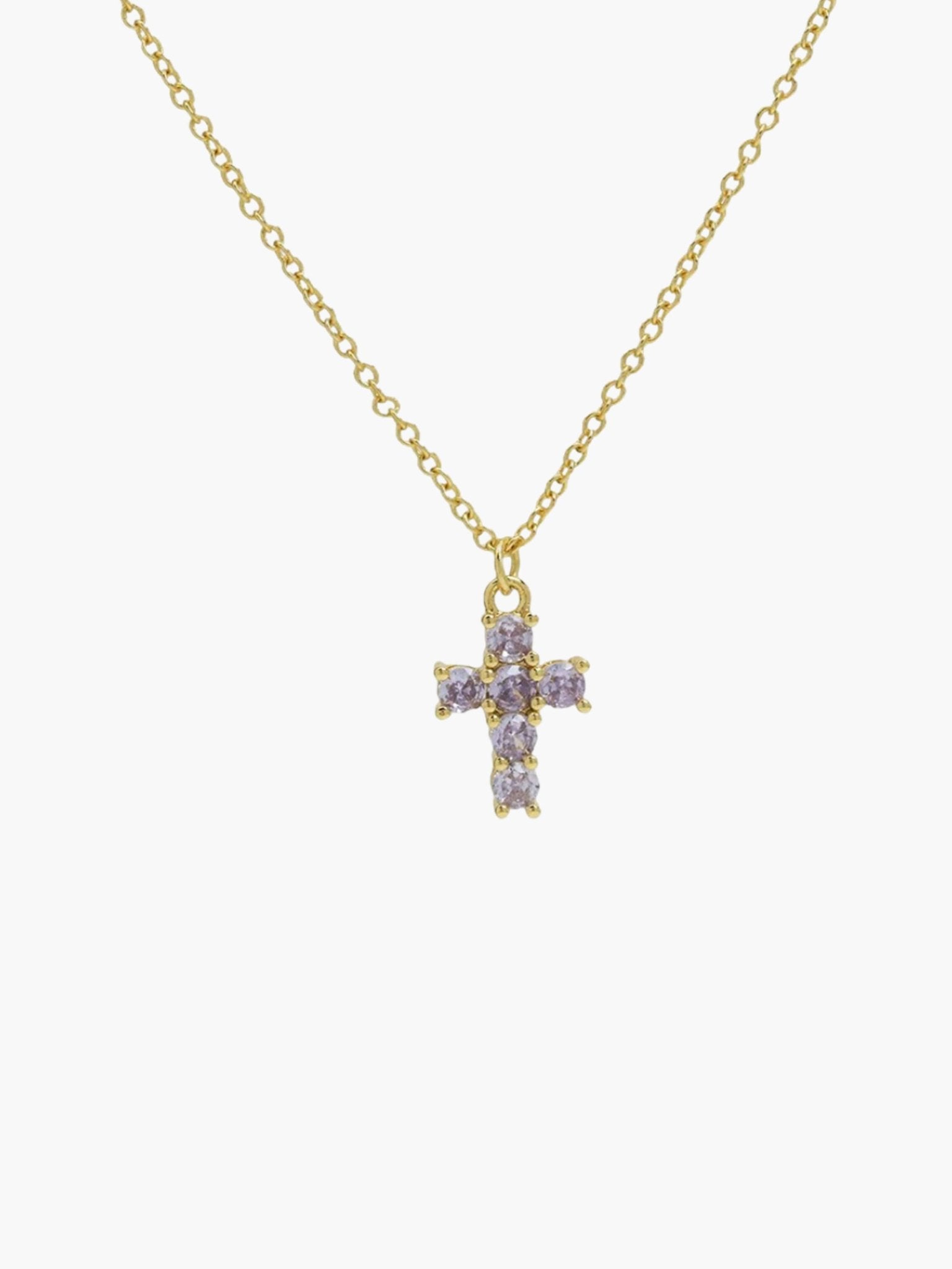 ZEYA - Miya Birthstone Necklace - Elegant Cross Pendant with Zircon for Women