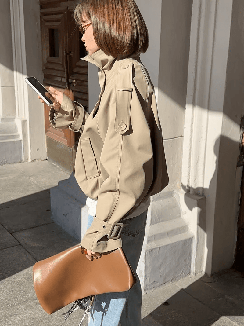 ZEYA - Natalie High Funnel Neck Cropped Trench Jacket