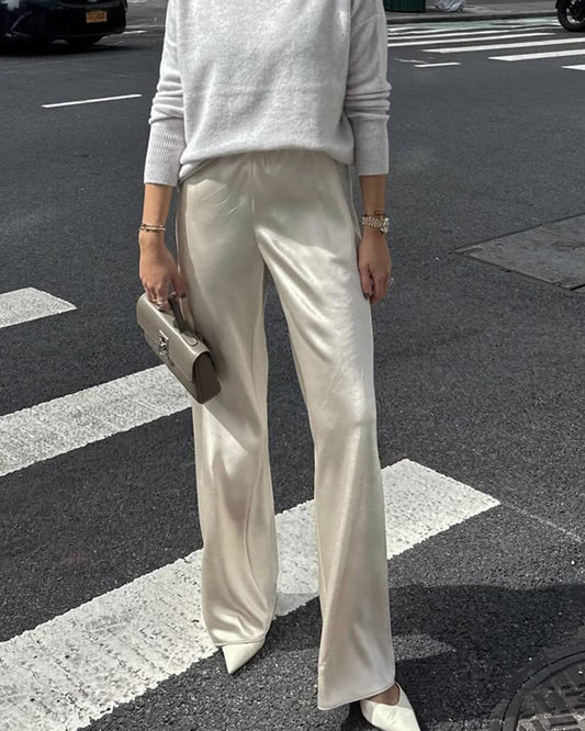 ZEYA - Nenita Wide Leg Satin Trousers