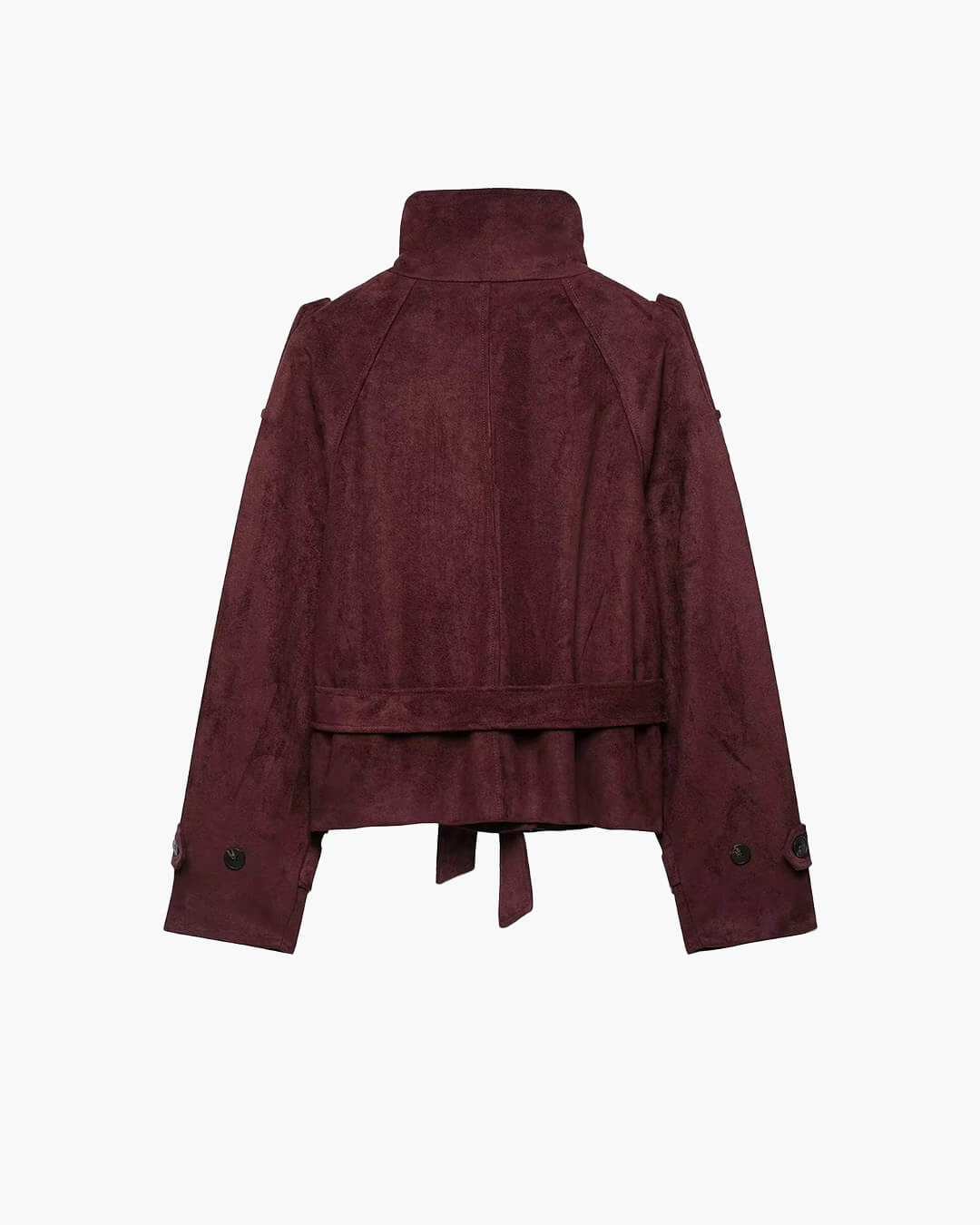 ZEYA - Nicole Funnel Neck Faux Suede Belted Jacket