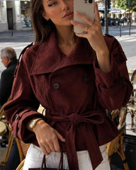 Nicole Gürteljacke in Wildlederoptik mit hohem Kragen