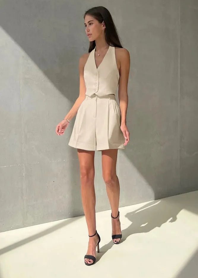 ZEYA - Nicole Tailored Halter Vest & Shorts Set