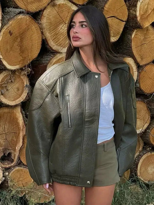 ZEYA - Nova Faux Leather BomberJacket