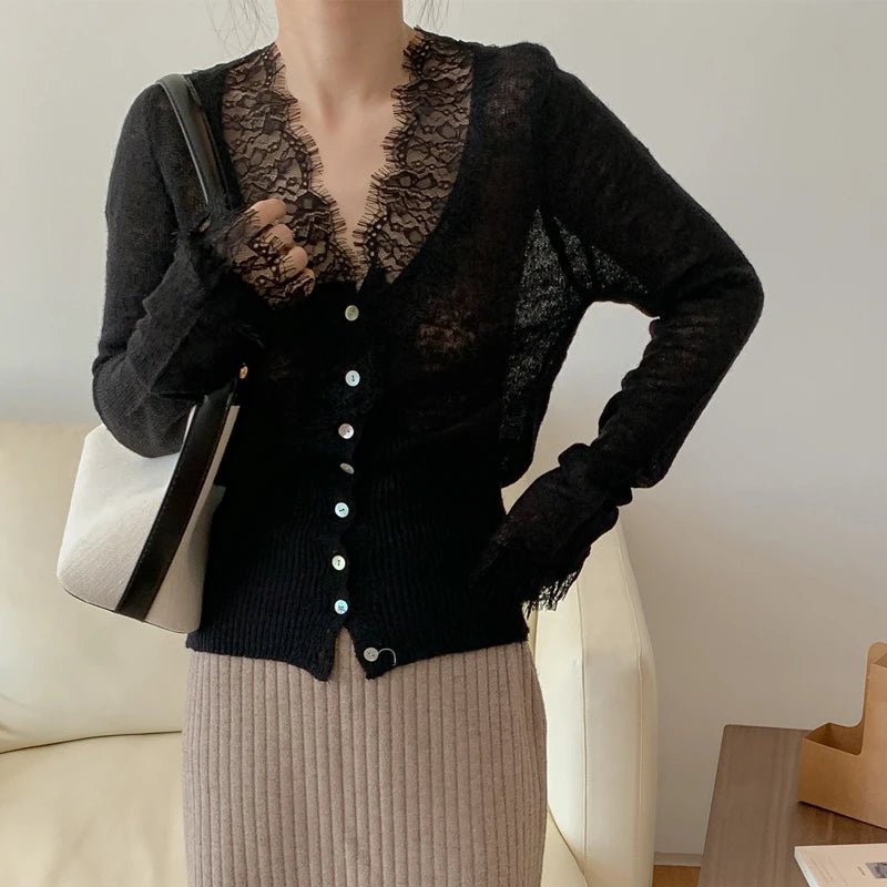 ZEYA - Olive Knitted Lace Cardigan