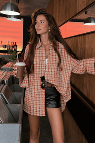 Camicia blusa oversize a quadri Olivia