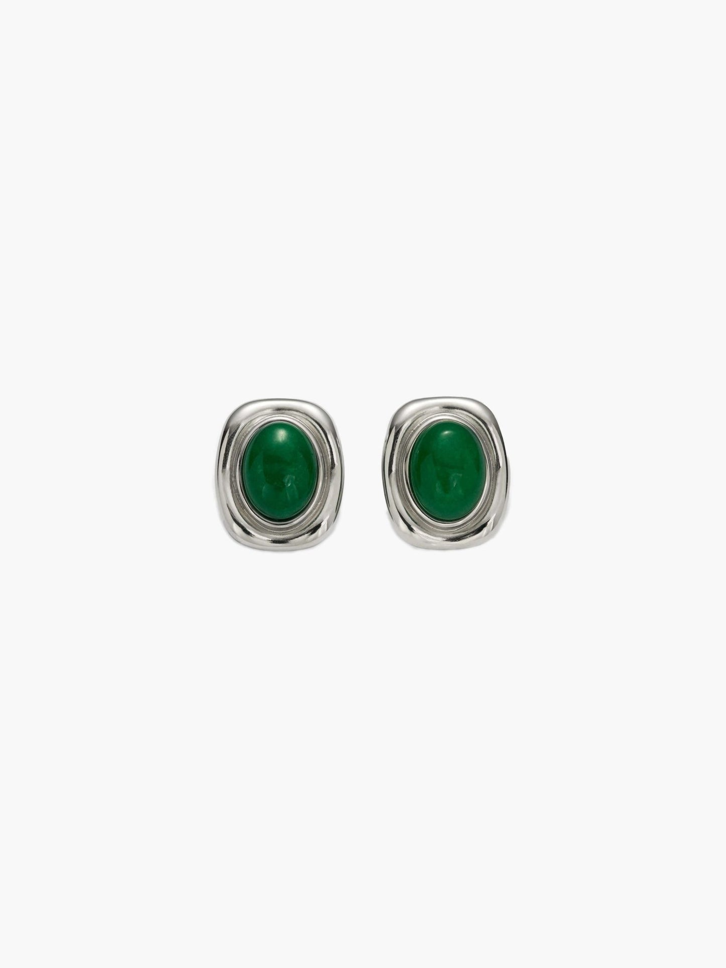 ZEYA - Olivia - Vintage Oval Gold Earrings with Natural Stones
