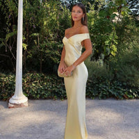 Vestido Comprido de Cetim Ombros Descobertos Ophelia