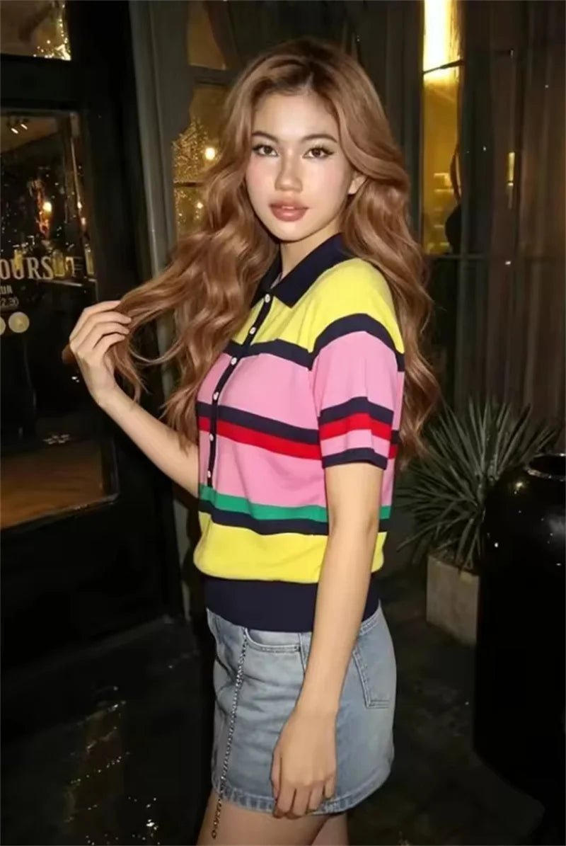 ZEYA - Rachel Colorblock Knit Polo Top