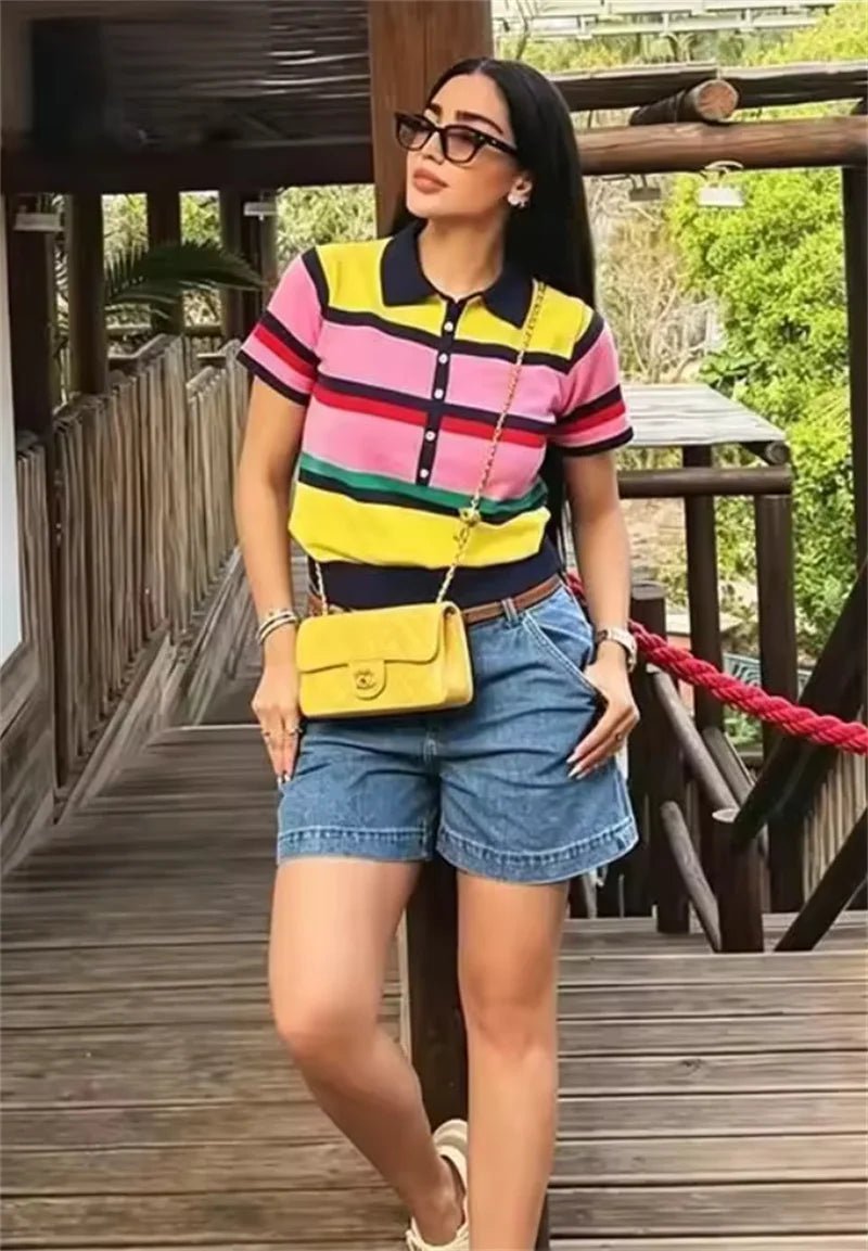 ZEYA - Rachel Colorblock Knit Polo Top