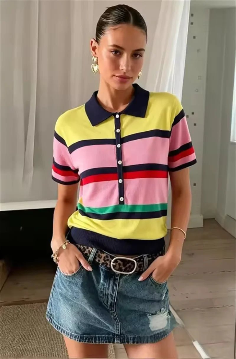 ZEYA - Rachel Colorblock Knit Polo Top