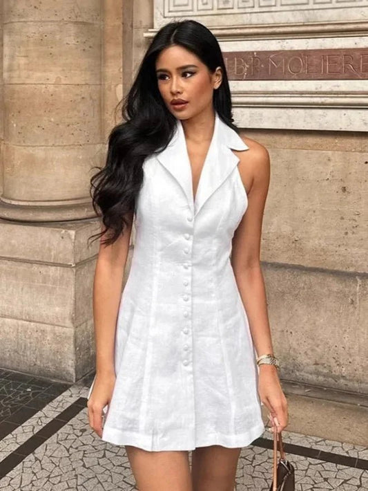 ZEYA - Rafaela Halter V-Neck Mini Dress