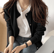 Ruth Knap-foran Strik Cardigan