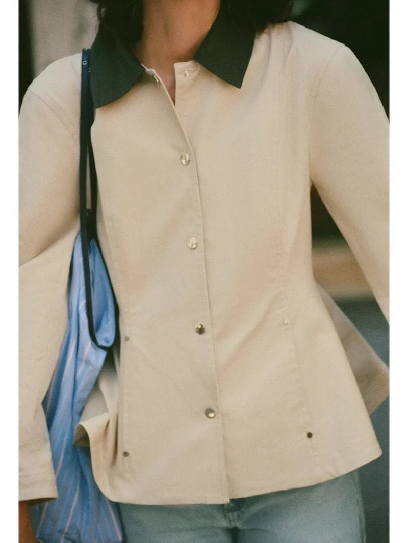ZEYA - Ruth Contrast Collar Peplum Jacket