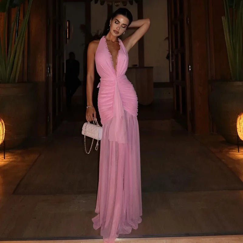 ZEYA - Sabine Halter Mesh Maxi Dress