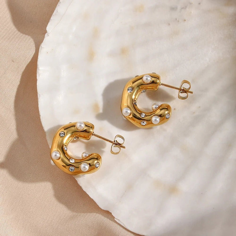 ZEYA - Samira Pearl Hoop Earrings