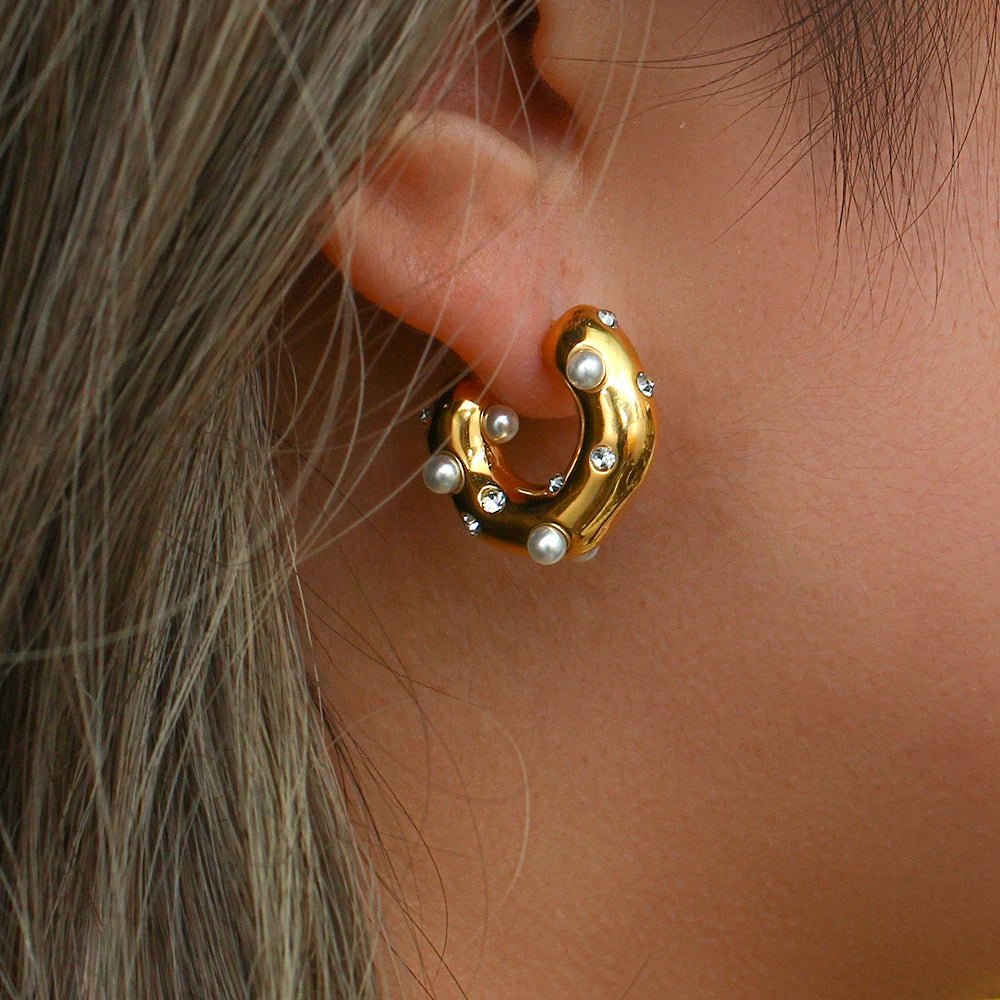 ZEYA - Samira Pearl Hoop Earrings