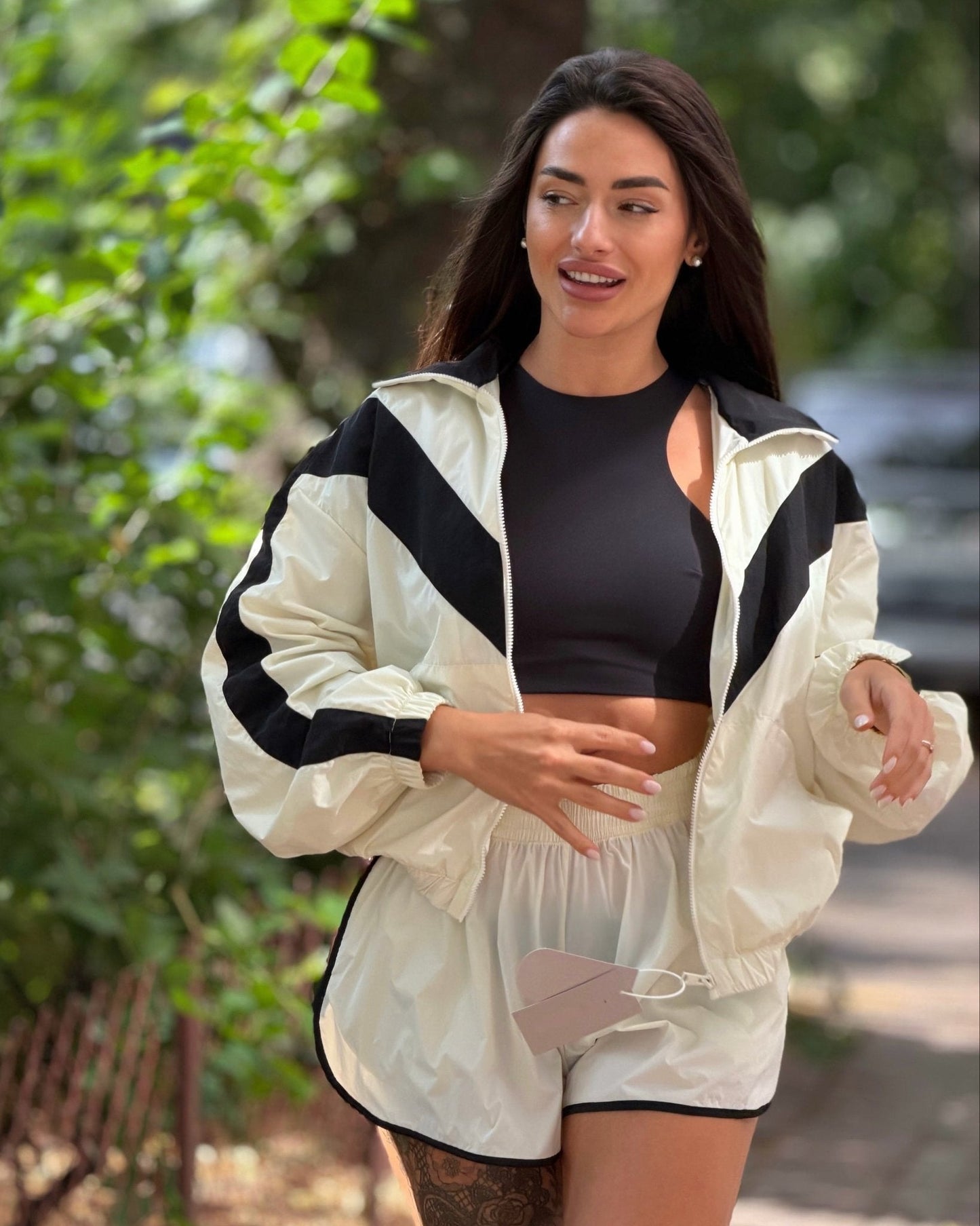 ZEYA - Sandra Chevron Windbreaker Shorts Set
