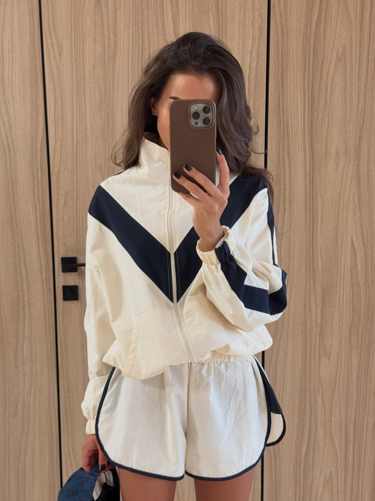 ZEYA - Sandra Chevron Windbreaker Shorts Set