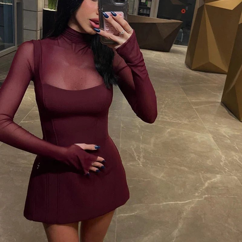 ZEYA - Sara Sheer Mesh Flared Mini Dress