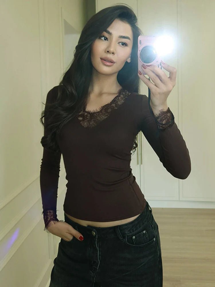 ZEYA - Sarah Lace V-Neck Casual Top
