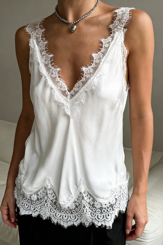 ZEYA - Senna V - Neck Lace Trim Tank Top
