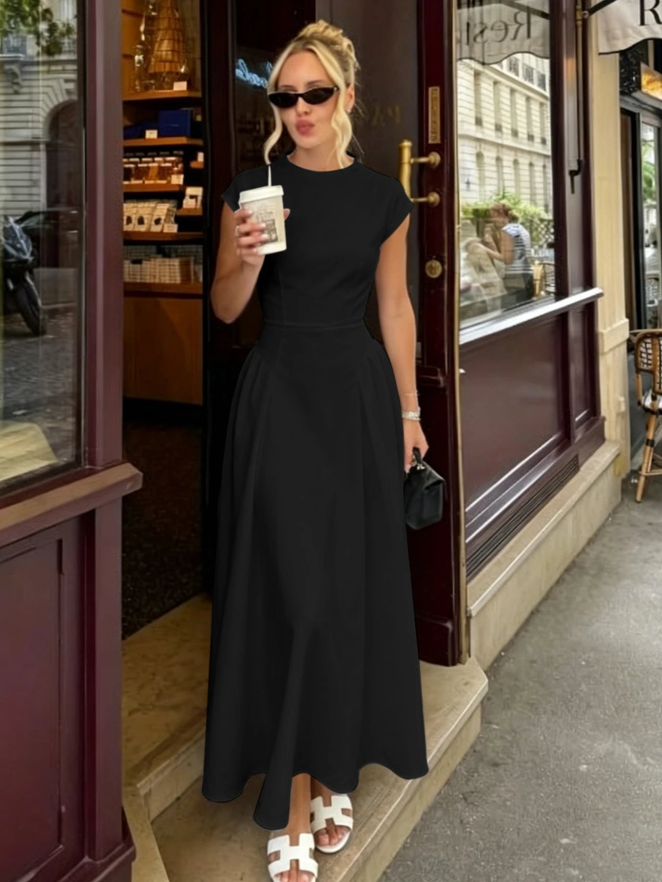 ZEYA - Sienna Flare Maxi Dress with Cap Sleeves