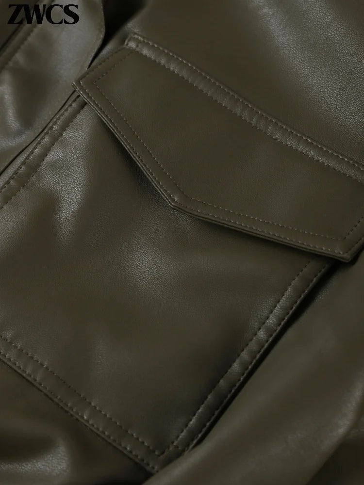 ZEYA - Sofia Faux Leather Bomber Jacket