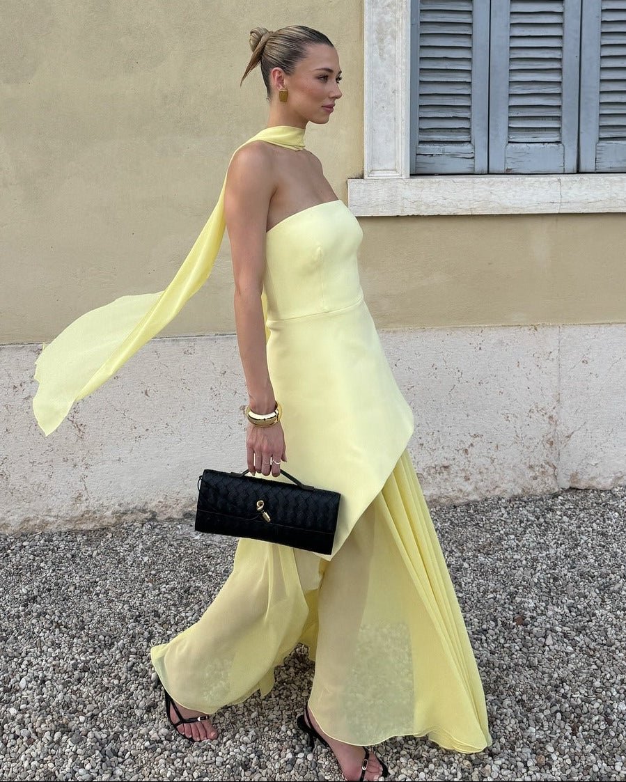 ZEYA - Sophia Asymmetric Sheer Maxi Dress
