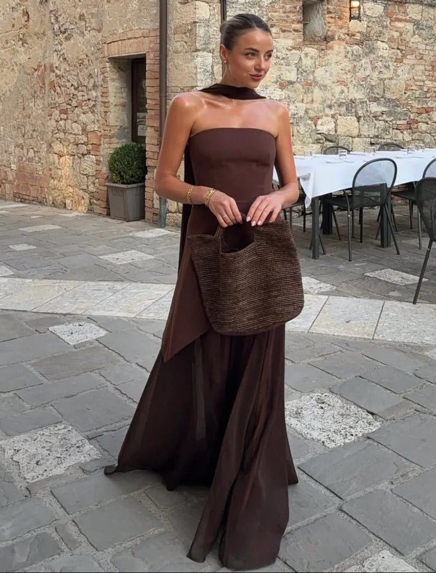 ZEYA - Sophia Asymmetric Sheer Maxi Dress