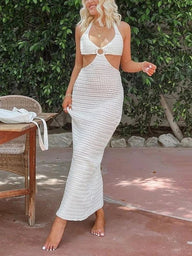 Vestito midi all'uncinetto Lena con halter