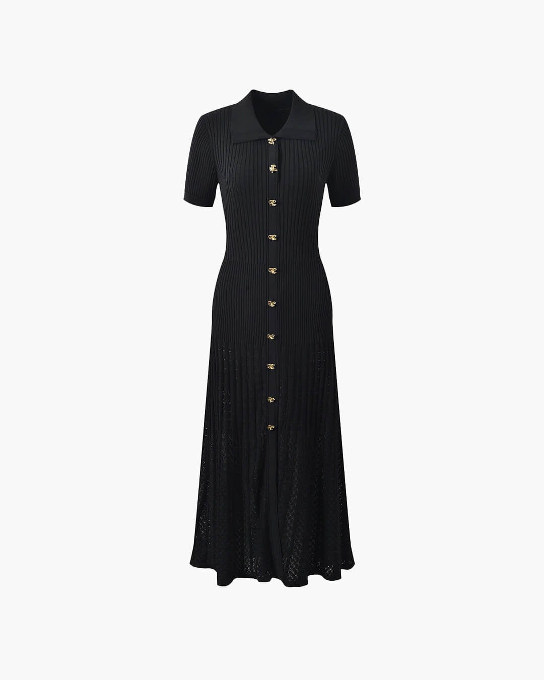 ZEYA - Sophia Ribbed Knit Polo Maxi Dress