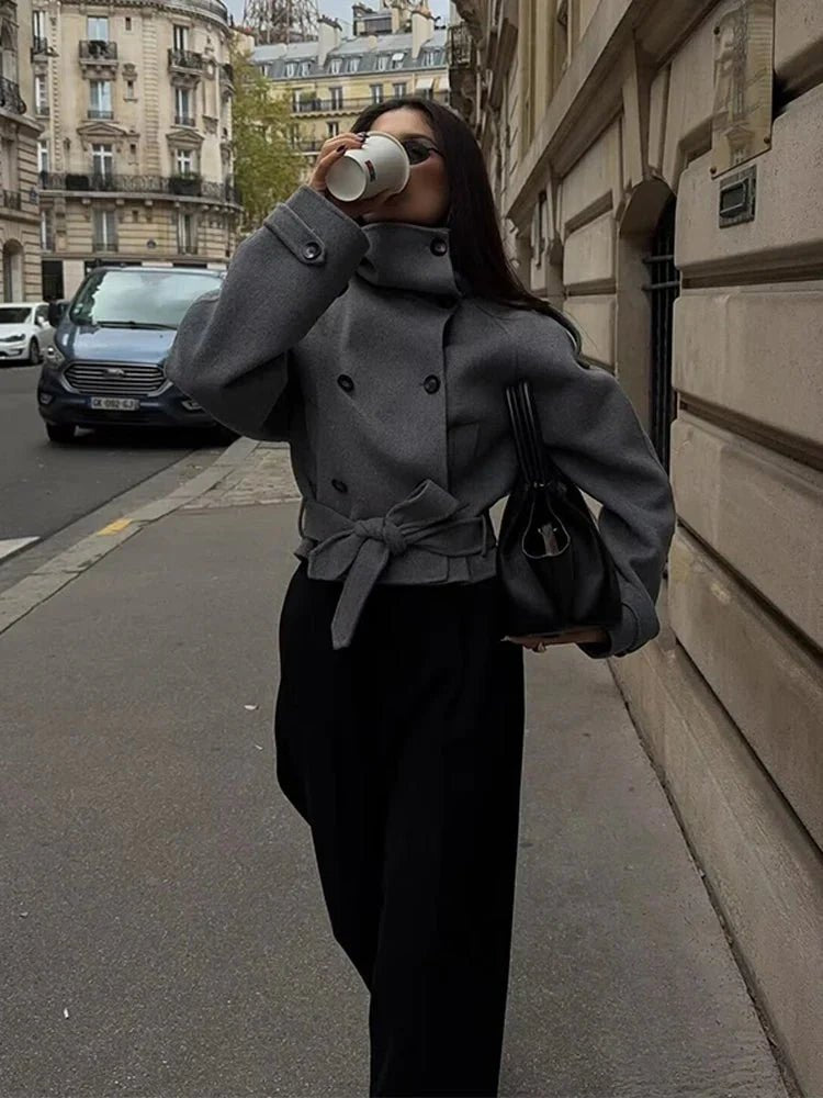 ZEYA - Sophia Stand Collar Short Trench Coat