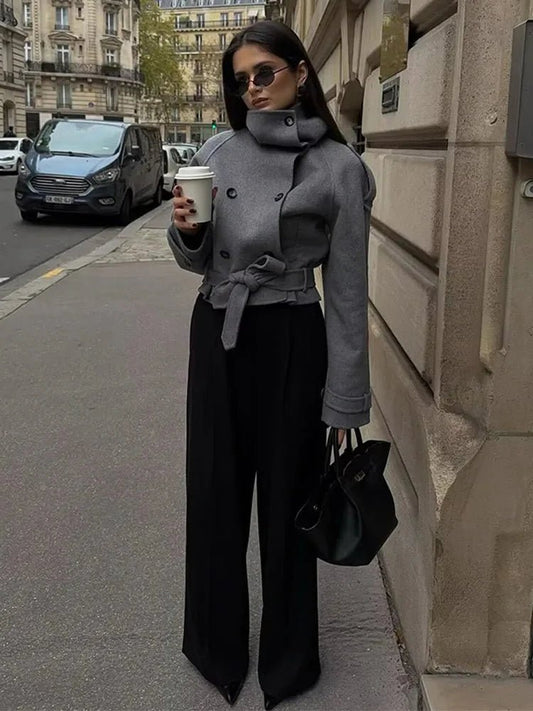 ZEYA - Sophia Stand Collar Short Trench Coat