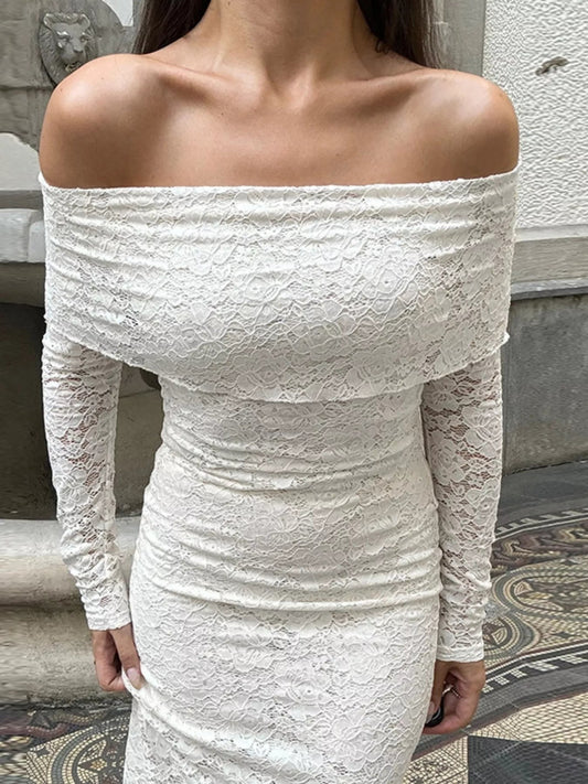 ZEYA - Stella Off - The - Shoulder Lace Maxi Dress