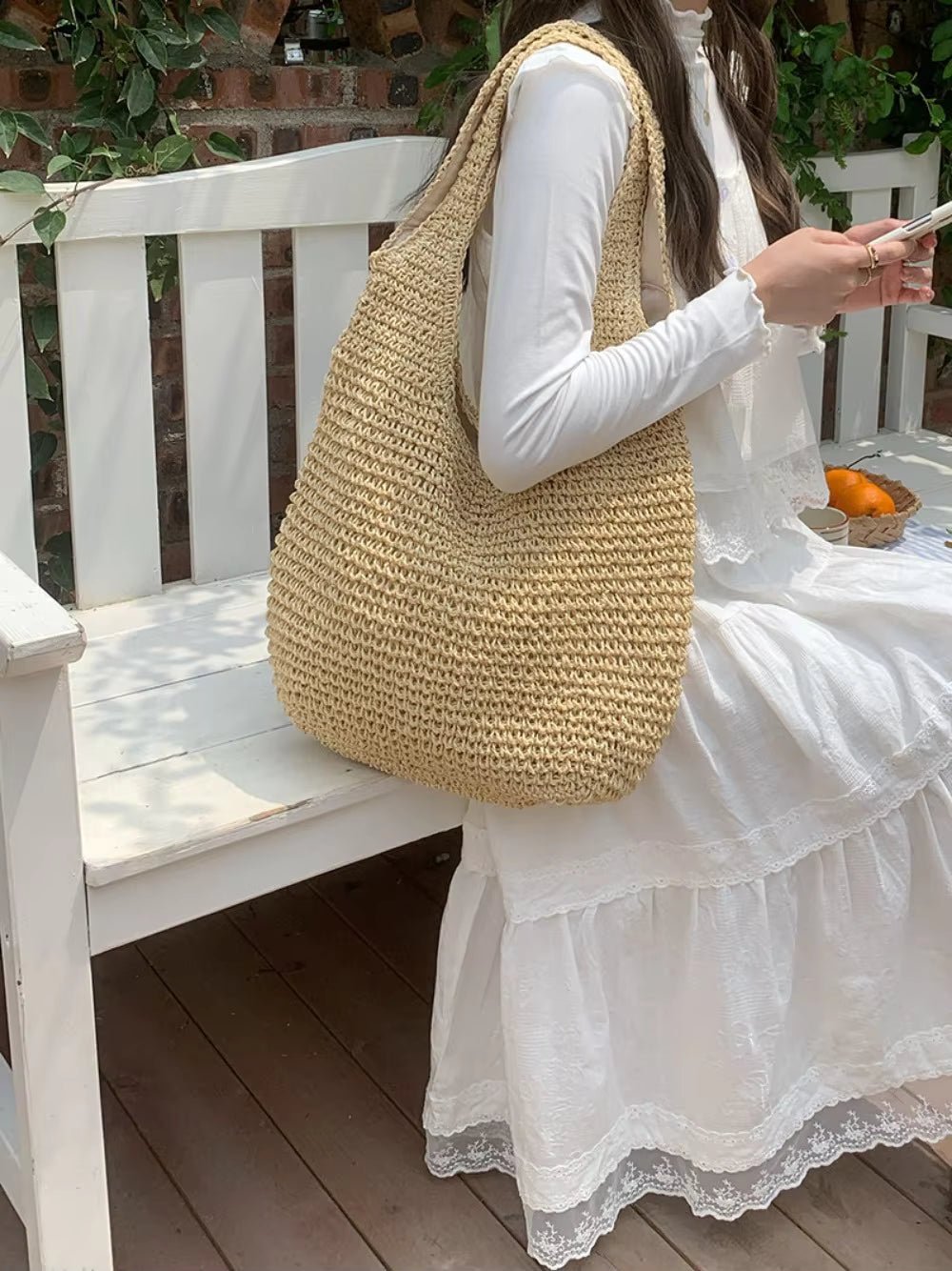 ZEYA - Svea Woven Rattan Tote Bag