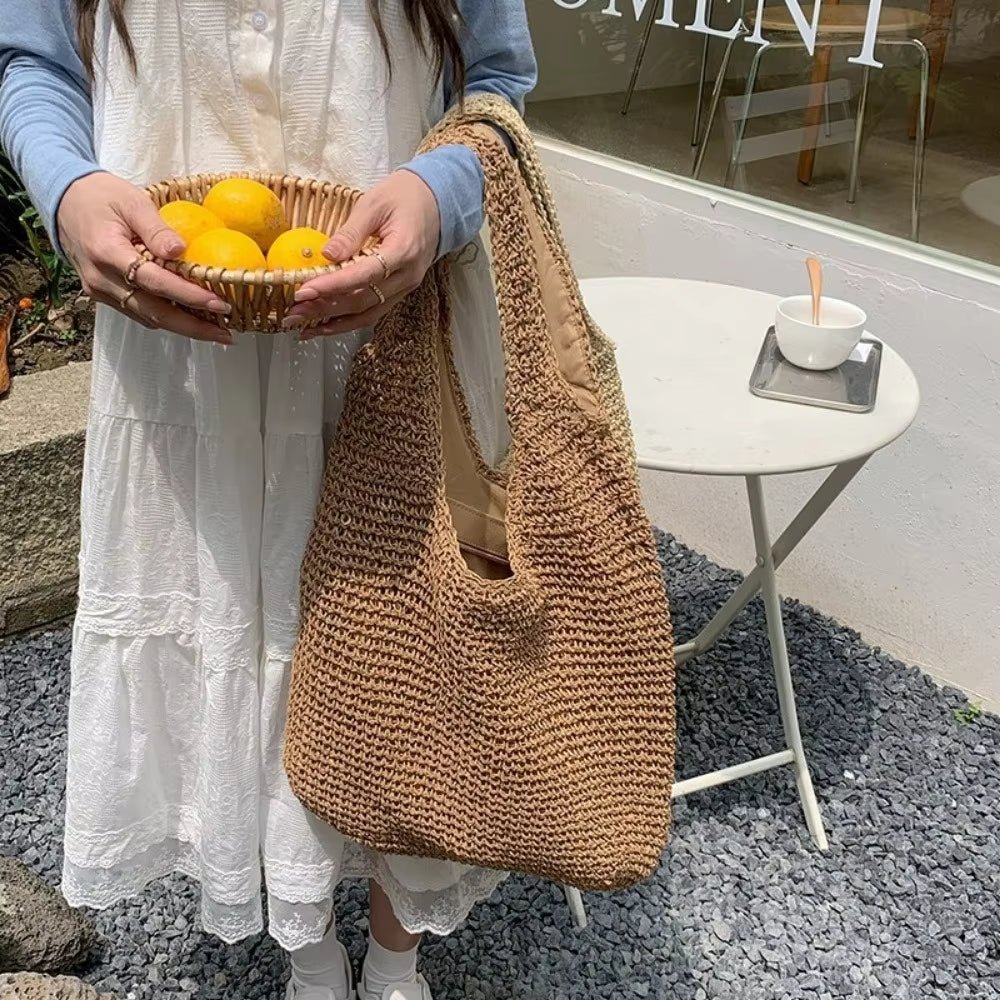 ZEYA - Svea Woven Rattan Tote Bag