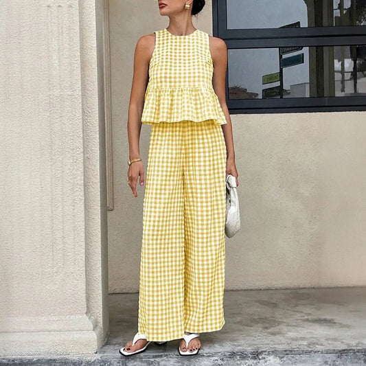 ZEYA - Teagan Plaid Ruffle Two-Piece Set