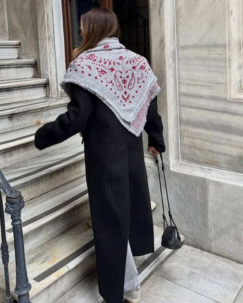 ZEYA - Terry Knitted Fringed Square Scarf