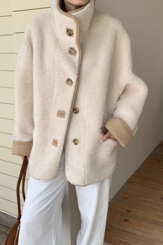 ZEYA - Tiara Stand Collar Faux Fur Coat