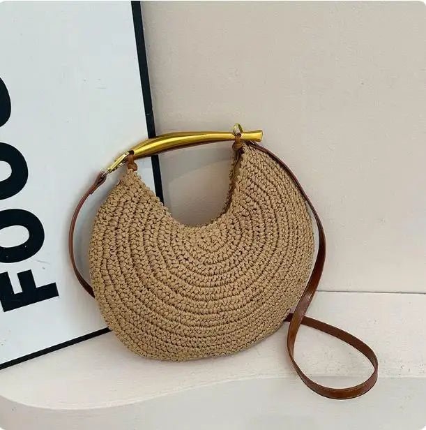 ZEYA - Valeria Sequined Straw Shoulder Bag