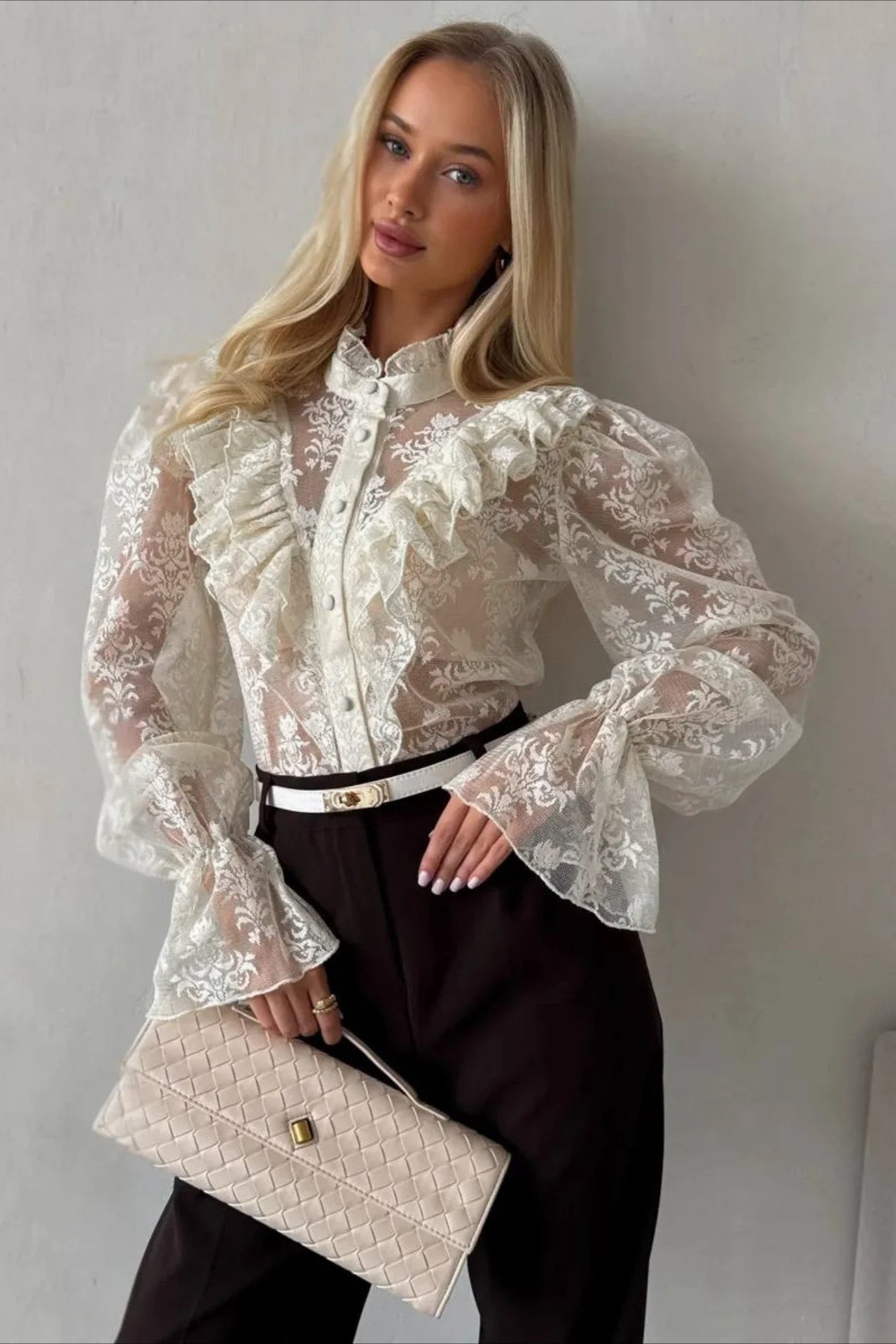 ZEYA - Valerie Ruffle Lace Sheer Blouse