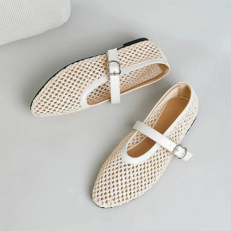 ZEYA - Veda Hollow Weave Mary Jane Flats